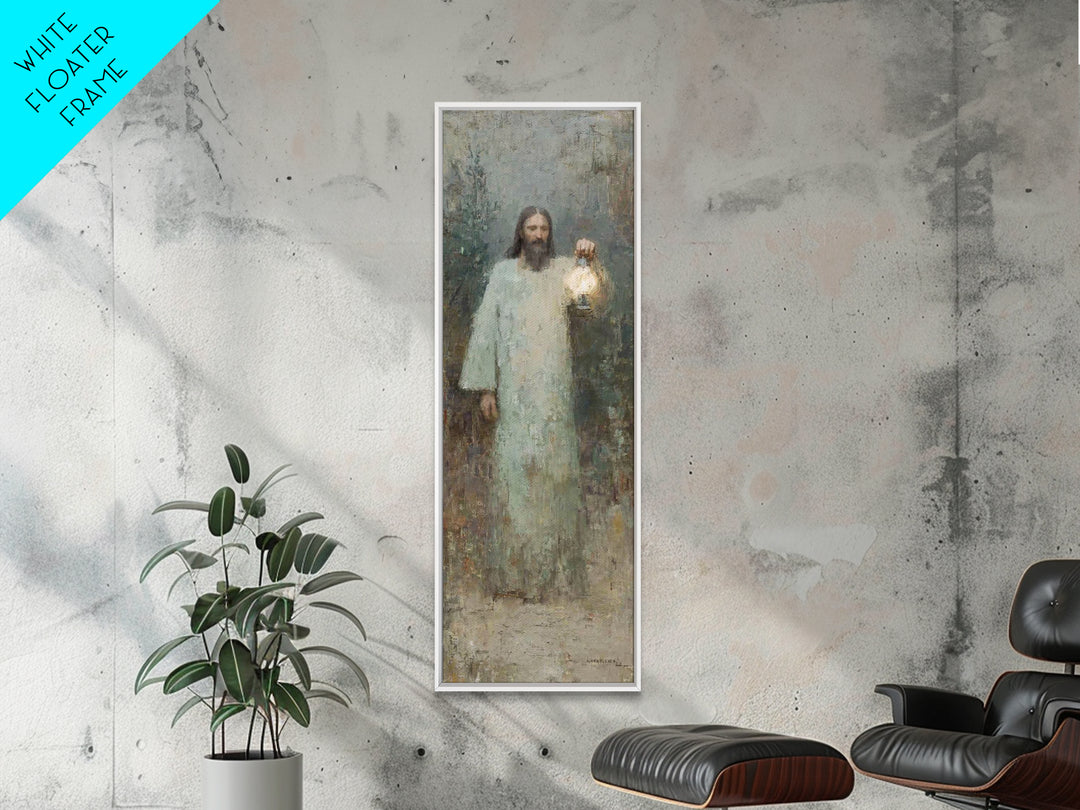 Gentle Shepherd – Framed Canvas Print – Christian Art Print – Jesus Painting – Christian Wall Art – Skinny Art – Christmas Wall Art