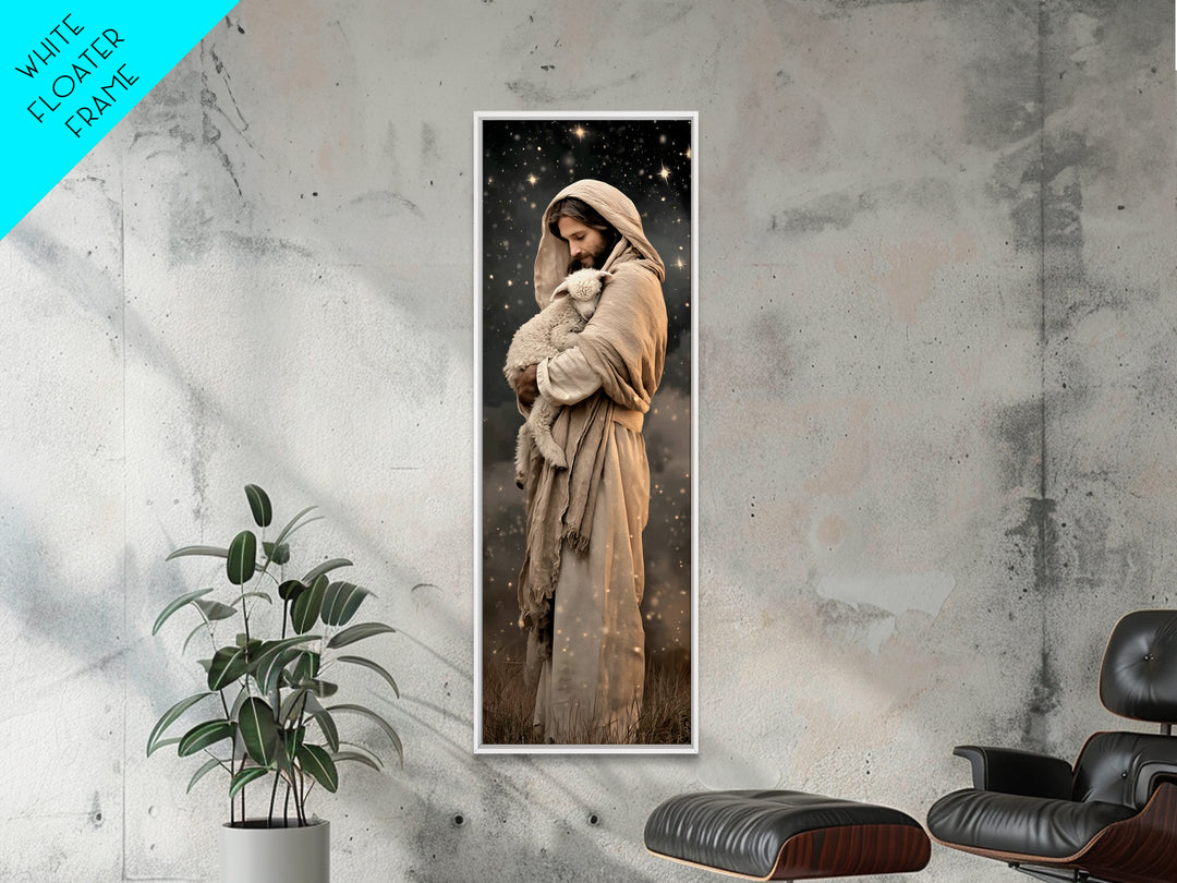 Divine Warmth – Framed Canvas Print – Christian Art Canvas – Jesus Painting – Christian Painting – Tall Skinny Art Print – Christian Christ