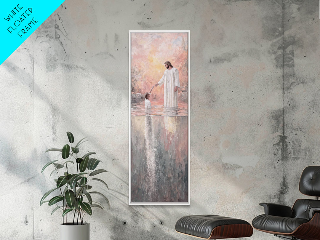 Deep Calling Light – Framed Canvas Print – Christian Art Print – Jesus Painting – Narrow Art – Modern Christian Art