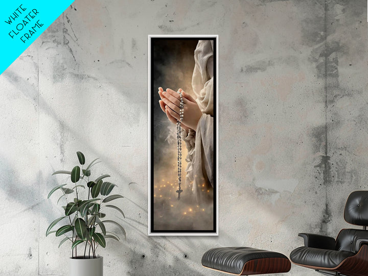 Prayers Of Light - Framed Canvas Print - Christian Wall Art - Christian Art Canvas - Jesus Painting - Christian Christmas Art - Tall Narrow
