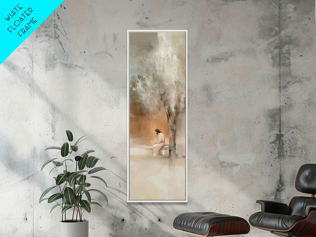 Solitude Of Grace – Framed Canvas Print – Christian Wall Art – Tall Skinny Art Print – Christian Art Canvas – Jesus Painting