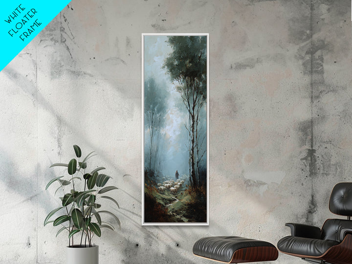 Silent Flock Morning – Framed Canvas Print – Narrow Art – Christian Art Canvas – Jesus Painting – Christmas Wall Art