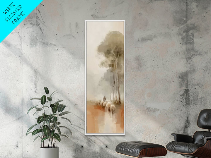 Soft Horizon Flock – Framed Canvas Print – Tall Narrow Wall Art – Christian Art Canvas – Jesus Painting – Christmas Wall Art