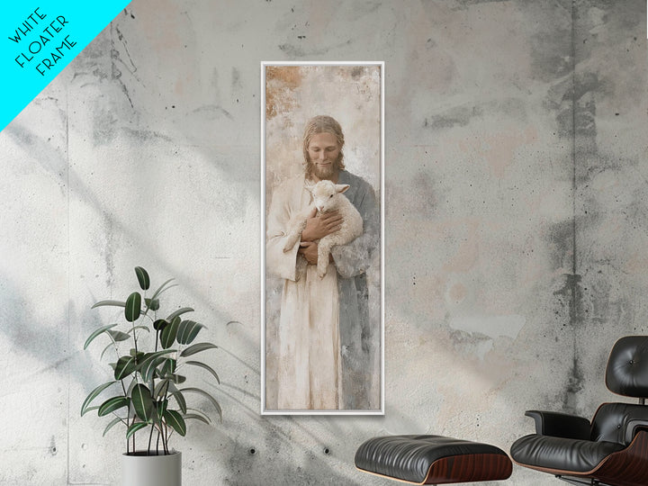 Solace In Stillness – Framed Canvas Print – Jesus Painting – Christian Art Canvas – Narrow Art – Christian Wall Art – Christmas Art