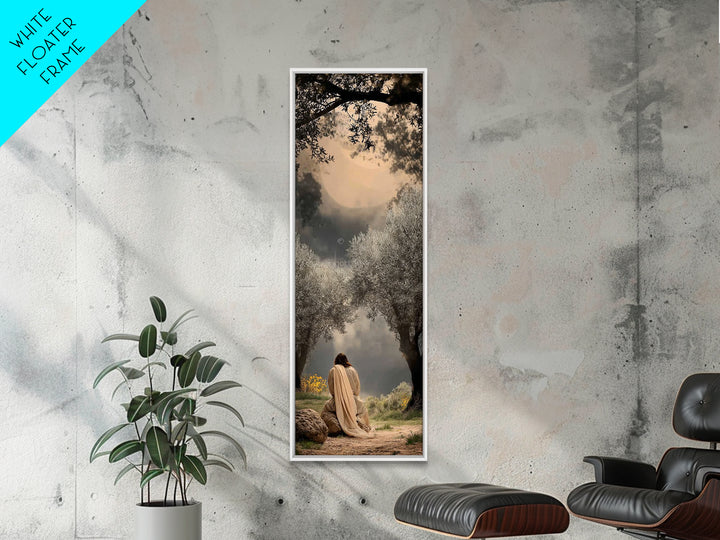 Sacred Pasture Glow – Framed Canvas Print – Christian Art – Jesus Painting – Skinny Art – Christian Wall Art – Christmas Art