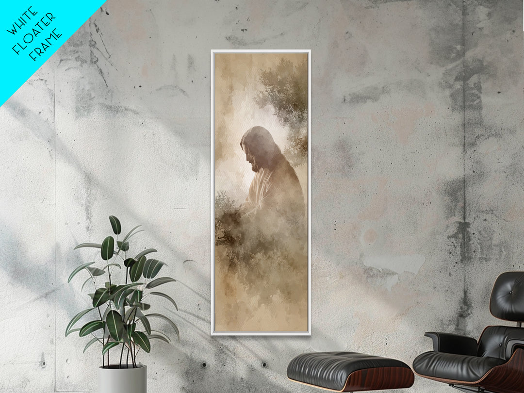 Sacred Stillness – Framed Canvas Print – Christian Art – Jesus Painting – Skinny Art – Christian Wall Art – Modern Christian Art