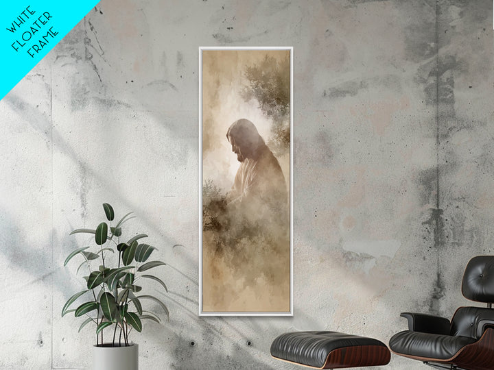 Sacred Stillness – Framed Canvas Print – Christian Art – Jesus Painting – Skinny Art – Christian Wall Art – Modern Christian Art