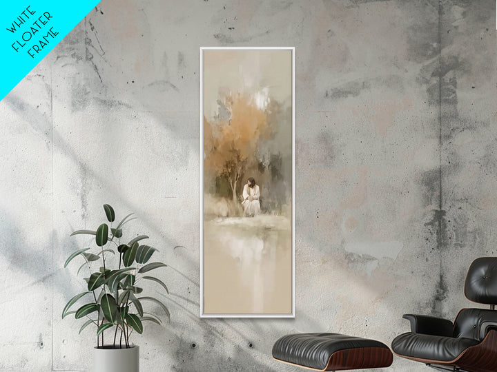 Quiet Divine Moment – Framed Canvas Print – Christian Wall Art – Christian Art – Narrow Art – Jesus Painting – Subtle Christian Art