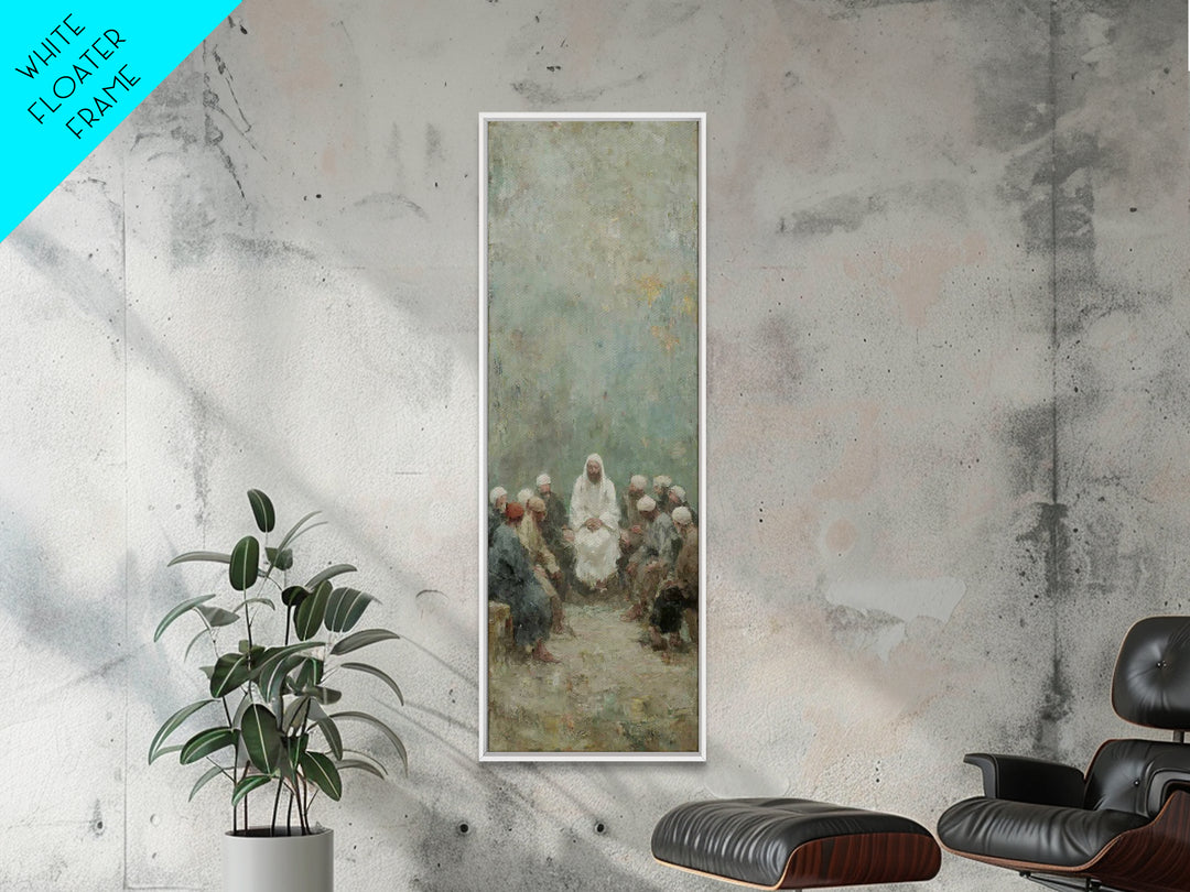 Quiet Teaching Circle - Framed Canvas Print - Skinny Art - Christian Wall Art - Jesus Painting - Christian Art - Christian Art Canvas