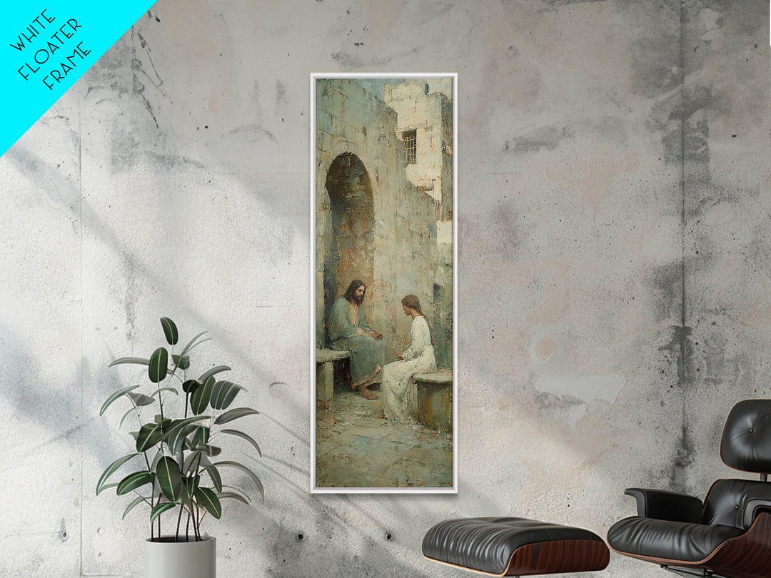 Quiet Well Moment – Framed Canvas Print – Skinny Art – Christian Wall Art – Jesus Painting – Christian Art Canvas – Christian Gift