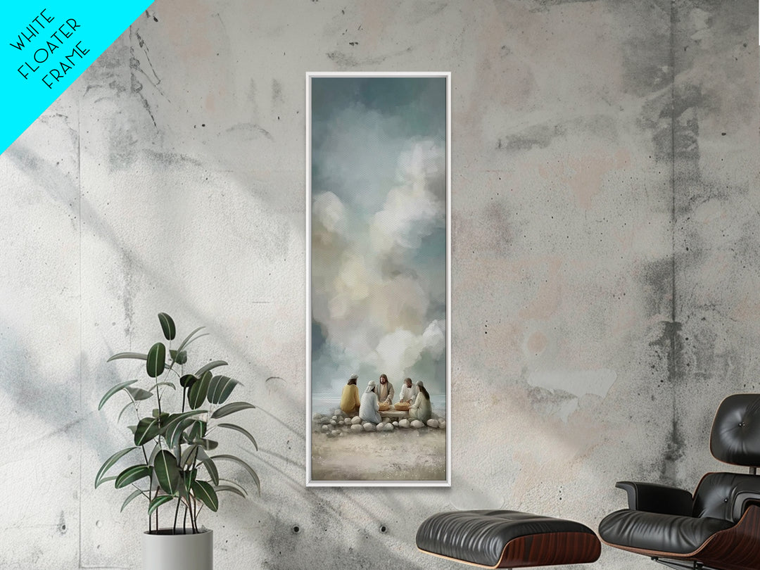 Warm Light Communion – Framed Canvas Print – Tall Skinny Art Print – Christian Art – Jesus Painting – Christian Art Canvas – Christian Wall