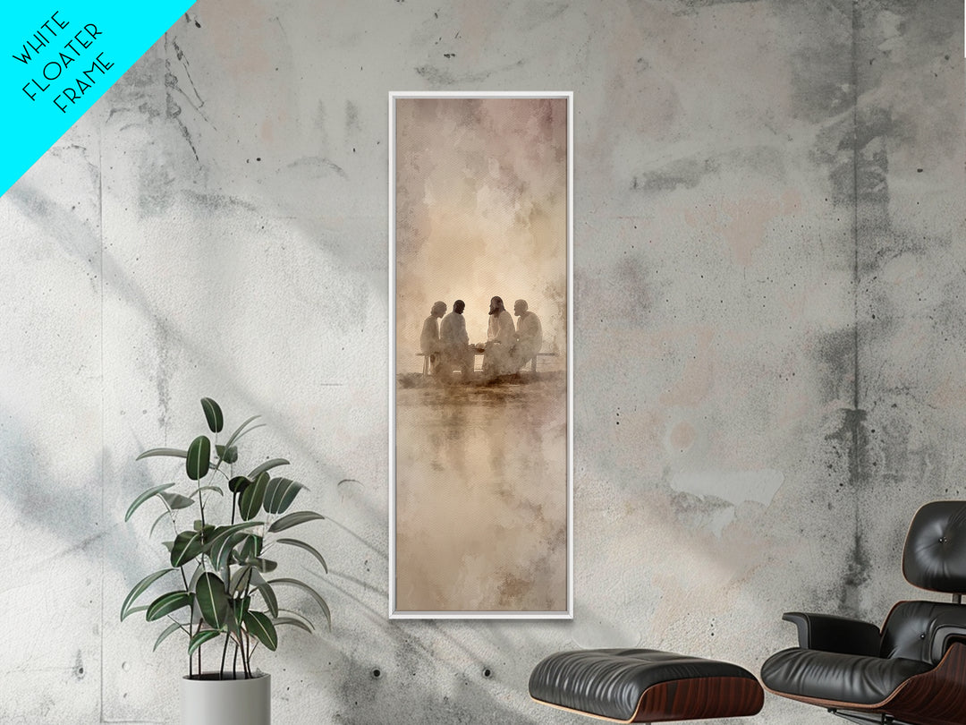 Radiant Table Fellowship – Framed Canvas Print – Tall Narrow Wall Art – Christian Art Canvas – Christian Wall Art – Jesus Painting – Christ