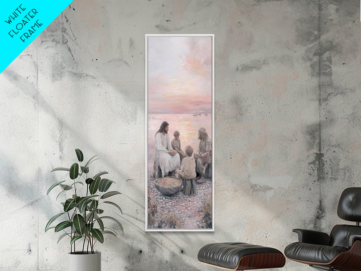 Sunrise Sharing Peace – Framed Canvas Print – Tall Skinny Art Print – Christian Art Canvas – Christian Wall Art – Jesus Painting – Christma