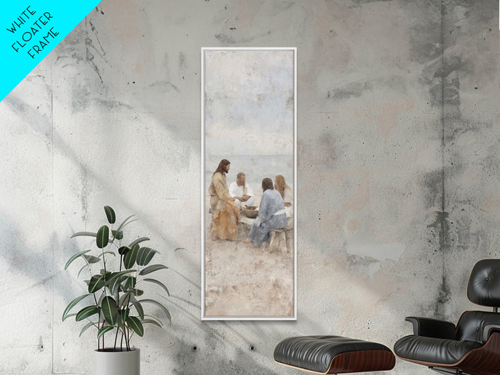 Quiet Beach Gathering – Framed Canvas Print – Tall Narrow Wall Art – Christian Wall Art – Christian Art Canvas – Jesus Painting – Christian