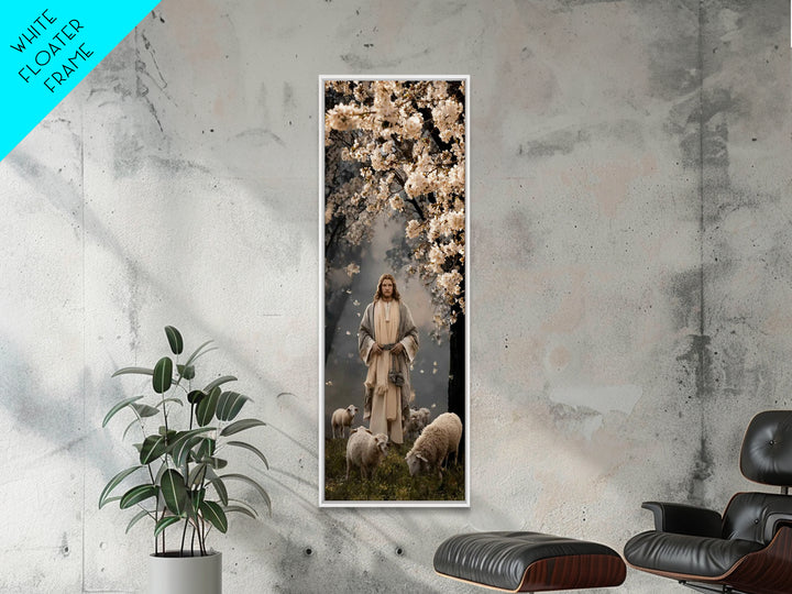 Blossoms Of Grace – Framed Canvas Print – Tall Narrow Wall Art – Christian Wall Art – Jesus Painting – Christian Art Canvas – Christmas Art