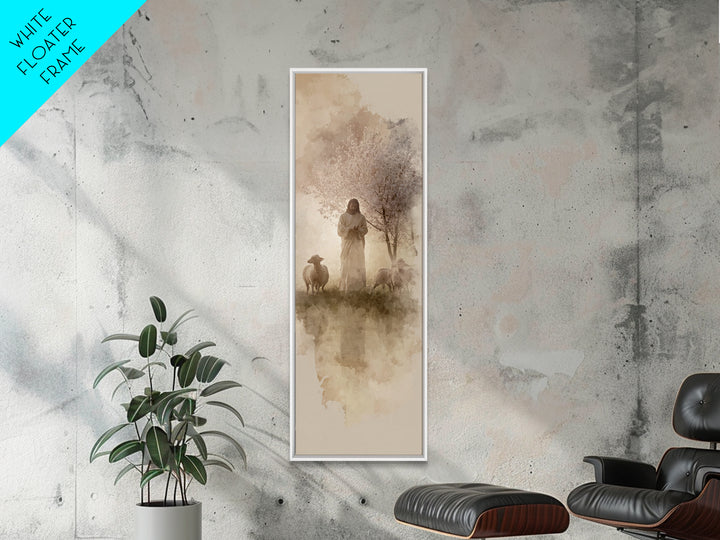 Pastoral Glory | Framed Canvas Print | Tall Skinny Art Print | Jesus Painting | Christian Art Canvas | Christian Wall Art | Christmas Art