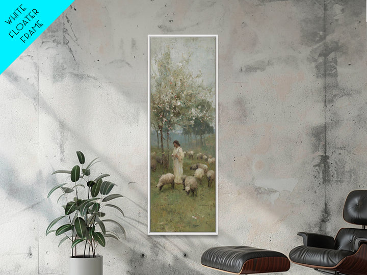 Quiet Meadow Light – Framed Canvas Print – Narrow Art – Christian Art Canvas – Christian Wall Art – Jesus Painting – Christmas Art