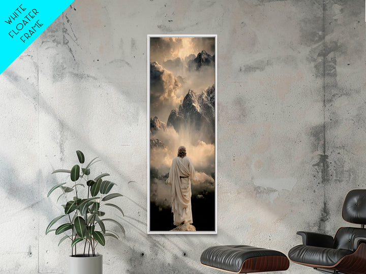 Sacred Summit Calm, Framed Canvas Print, Tall Skinny Art Print, Christian Wall Art, Christian Art Canvas, Jesus Painting, Christmas Art