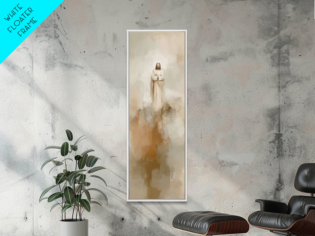 Eternal Mountain Light, Framed Canvas Print, Tall Narrow Wall Art, Jesus Painting, Christian Art Canvas, Christian Wall Art, Christmas Art