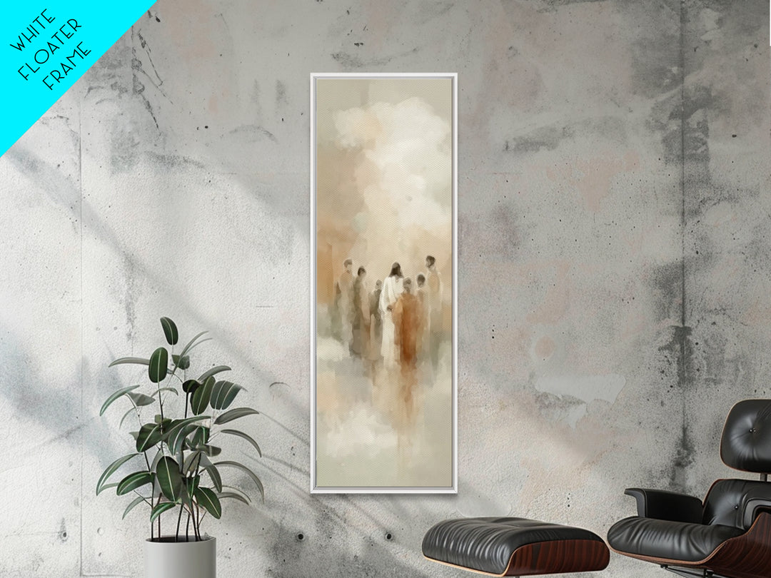 Sacred Meeting | Framed Canvas Print | Tall Skinny Art Print | Christian Art Canvas | Christian Wall Art | Jesus Painting | Christmas Art