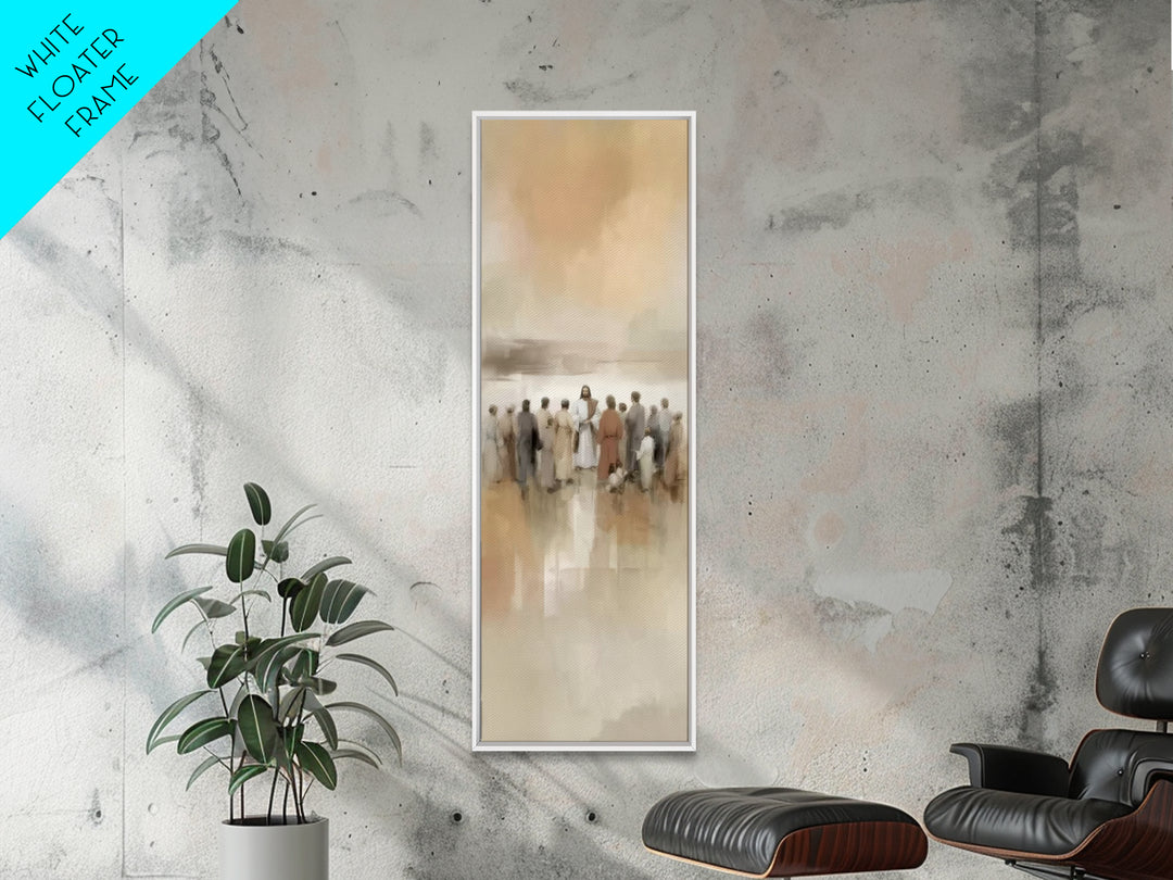 Sacred Gathering | Framed Canvas Print | Tall Narrow Wall Art | Christian Art Canvas | Christmas Art | Christian Painting | Jesus Painting