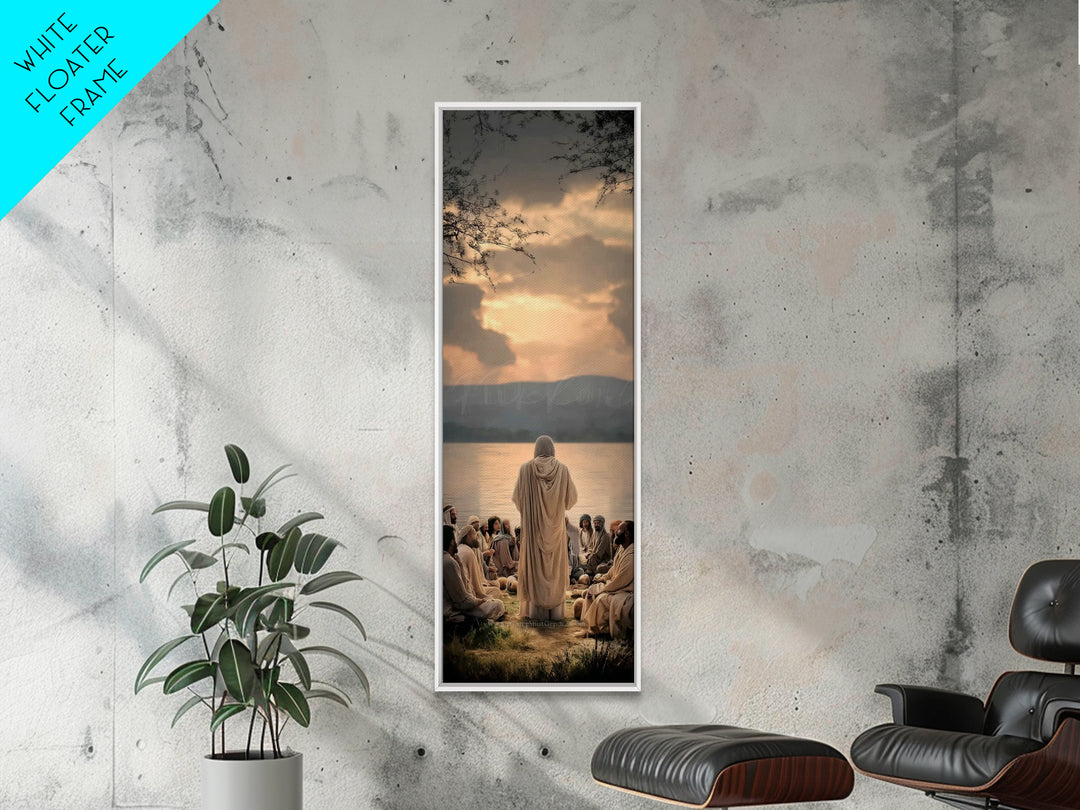Autumn Serenity, Framed Canvas Print, Skinny Art, Jesus Painting, Christian Art Canvas, Christian Wall Art, Christmas Art