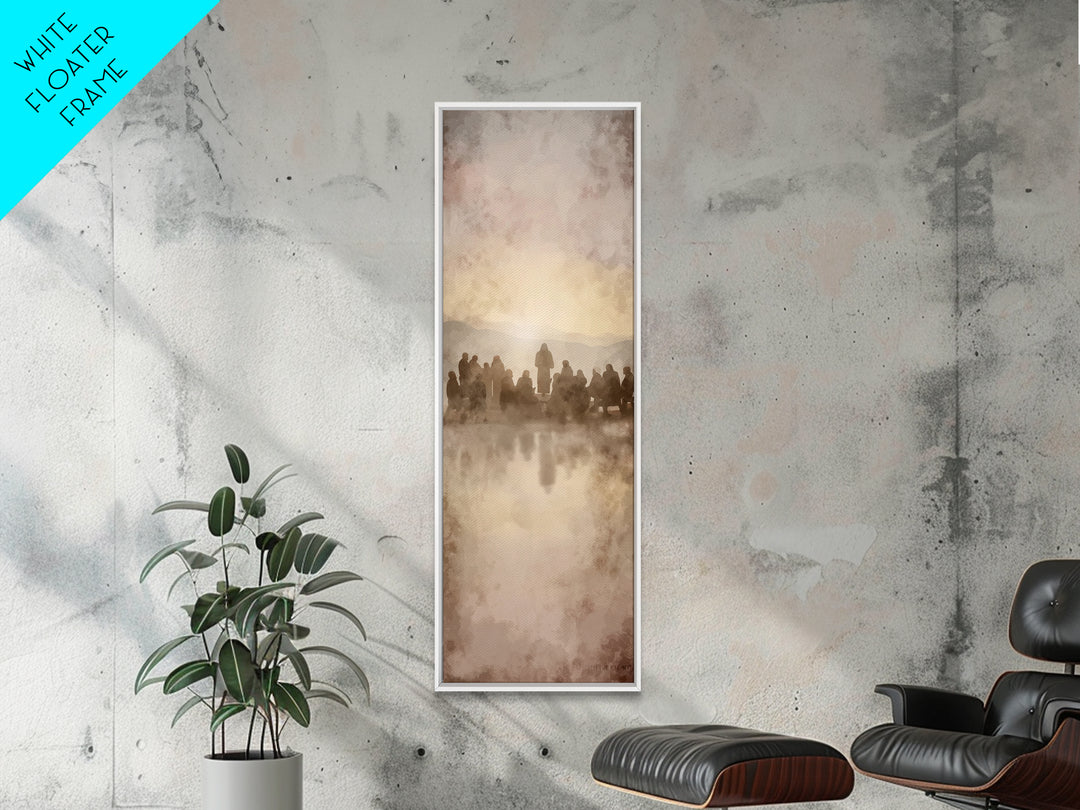 Sermon At Dawn – Framed Canvas Print – Christian Art Canvas – Christian Christmas Art – Jesus Painting – Tall Skinny Art Print – Christian