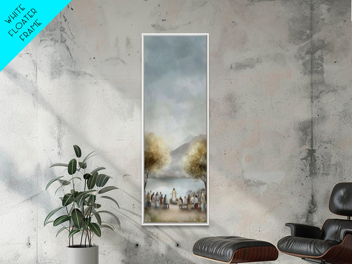 Peaceful Gathering Grace – Framed Canvas Print – Jesus Painting – Christian Art – Christian Christmas Art – Skinny Art – Christian Art Canv