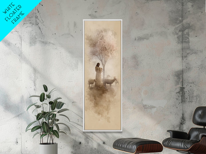 Shepherd Of Dawn – Framed Canvas Print – Christian Wall Art – Jesus Painting – Christian Christmas Art – Christian Art Canvas – Skinny Art