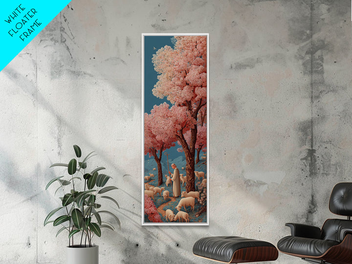 Pastures Of Peace – Framed Canvas Print – Christian Art Canvas – Jesus Painting – Christian Wall Art – Christian Christmas Art – Tall Skinn