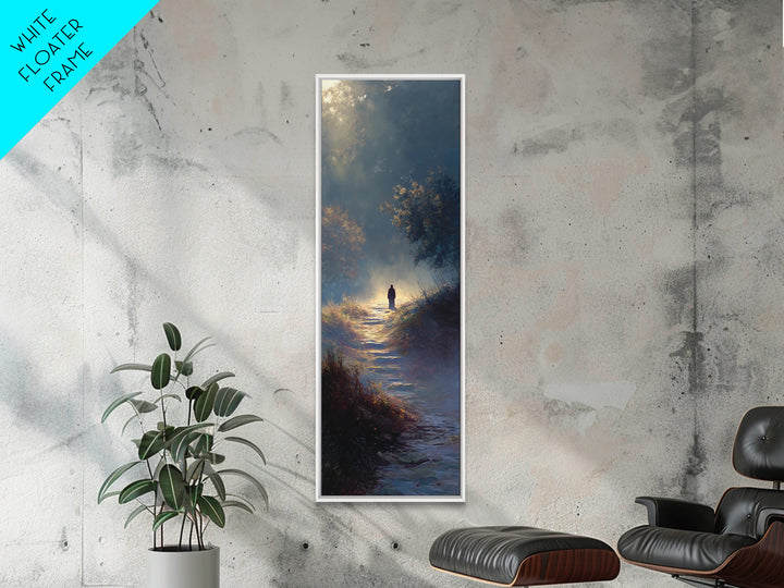 Radiant Hills Journey - Framed Canvas Print - Christian Art Canvas - Jesus Painting - Narrow Art - Christian Wall Art