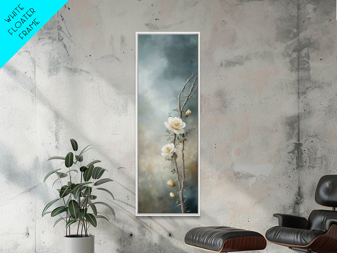 Blooming Redemption – Framed Canvas Print – Tall Skinny Art Print – Christian Wall Art – Moody Christian Art – Christian Art Canvas – Chris