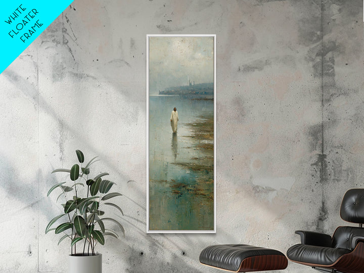 Silent Waters Peace – Framed Canvas Print – Tall Narrow Wall Art – Jesus Painting – Christian Art Canvas – Christian Wall Art – Christian A