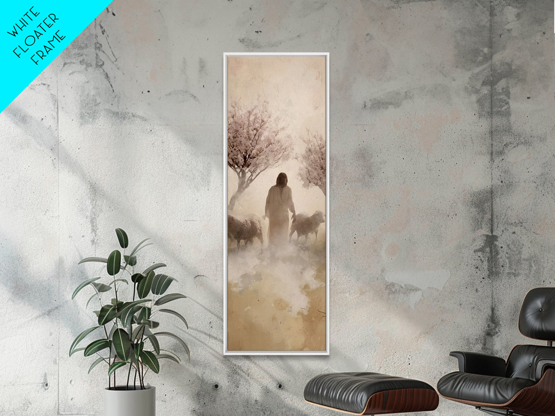 Shepherd’s Gentle Bloom – Framed Canvas Print – Skinny Art – Christian Wall Art – Christian Art Canvas – Jesus Painting – Christian Art