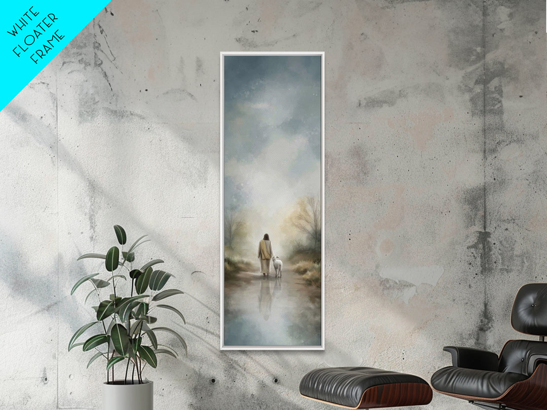 Silent Meadow Light | Framed Canvas Print | Christian Wall Art | Jesus Painting | Tall Narrow Wall Art | Christian Art Canvas | Christmas A