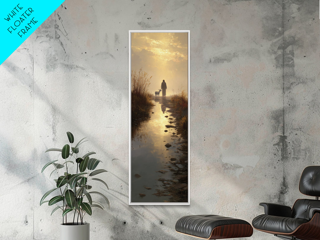 Shepherd’s Gentle Path | Framed Canvas Print | Christian Art Canvas | Narrow Art | Jesus Painting | Christian Wall Art | Christmas Art