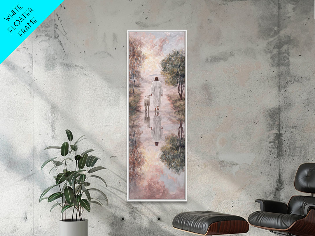 Meadow Of Peace – Framed Canvas Print – Christian Wall Art – Jesus Painting – Christian Art Canvas – Tall Narrow Wall Art – Christmas Art