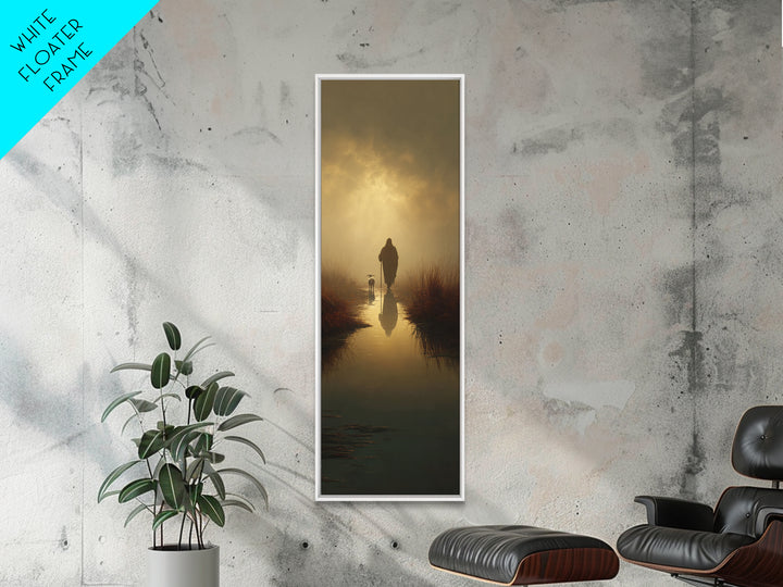 Golden Path Light – Framed Canvas Print – Christian Art Canvas – Christian Painting – Skinny Art – Christian Christmas Art – Jesus Painting