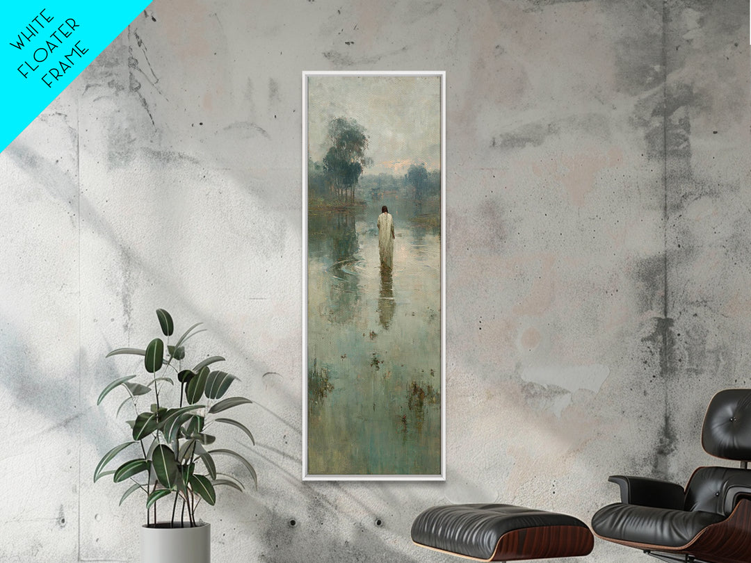Quiet River Mercy | Framed Canvas Print | Christian Art Canvas | Tall Skinny Art Print | Jesus Wall Art | Vintage Christian Art | Christian