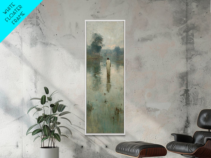 Quiet River Mercy | Framed Canvas Print | Christian Art Canvas | Tall Skinny Art Print | Jesus Wall Art | Vintage Christian Art | Christian