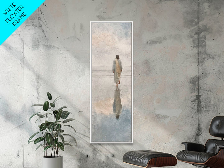 Shore Of Stillness, Framed Canvas Print, Christian Paintings, Skinny Art, Jesus Art Print, Modern Christian Art, Christian Christmas Decor,
