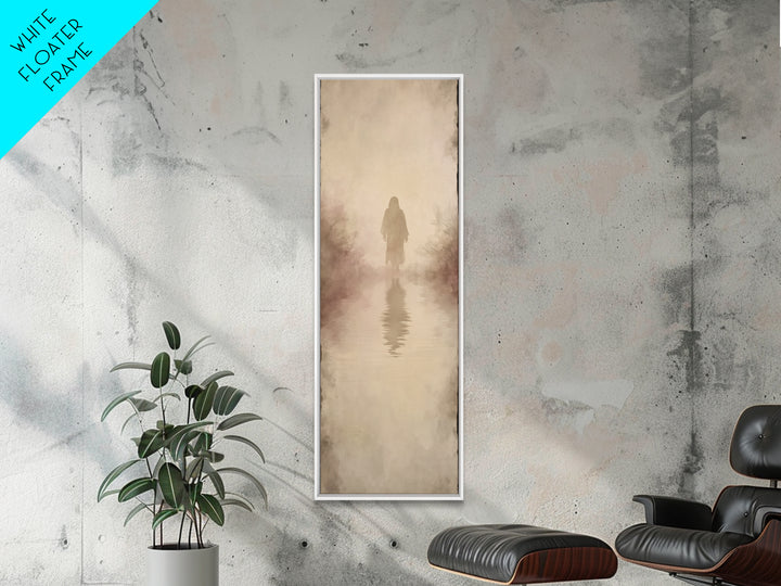 Radiant Peace Walk, Framed Canvas Print, Christian Wall Art, Tall Skinny Art Print, Jesus Painting, Christian Art Painting, Christmas Canva