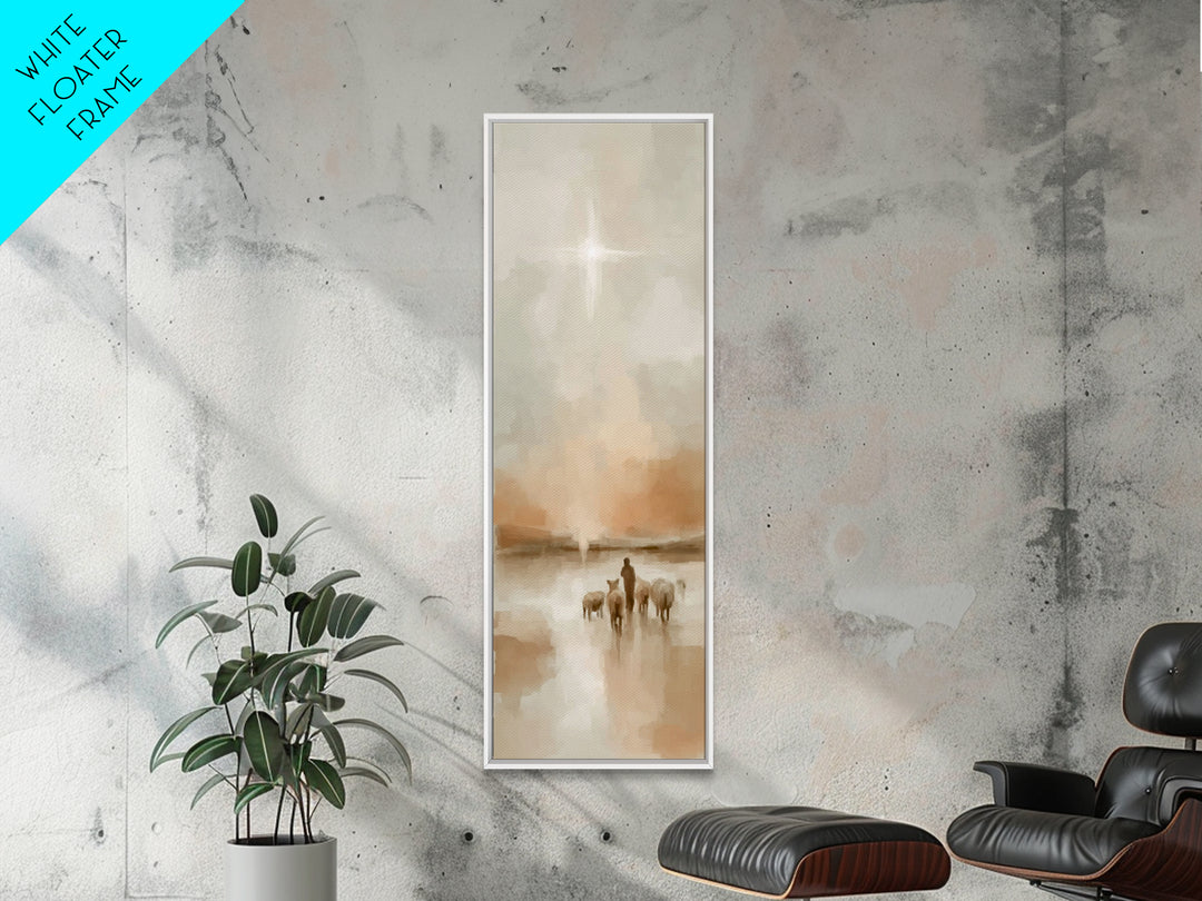 Silent Star Journey – Framed Canvas Print – Tall Narrow Wall Art – Christian Art Canvas – Christmas Art – Christian Wall Art