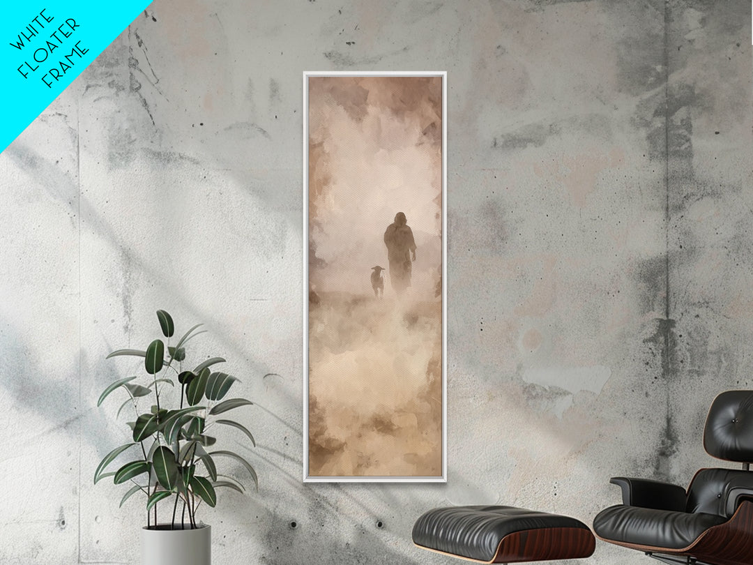 Autumn Shepherd Calm, Framed Canvas Print, Skinny Art, Christian Art Canvas, Jesus Painting, Christian Wall Art, Christmas Art