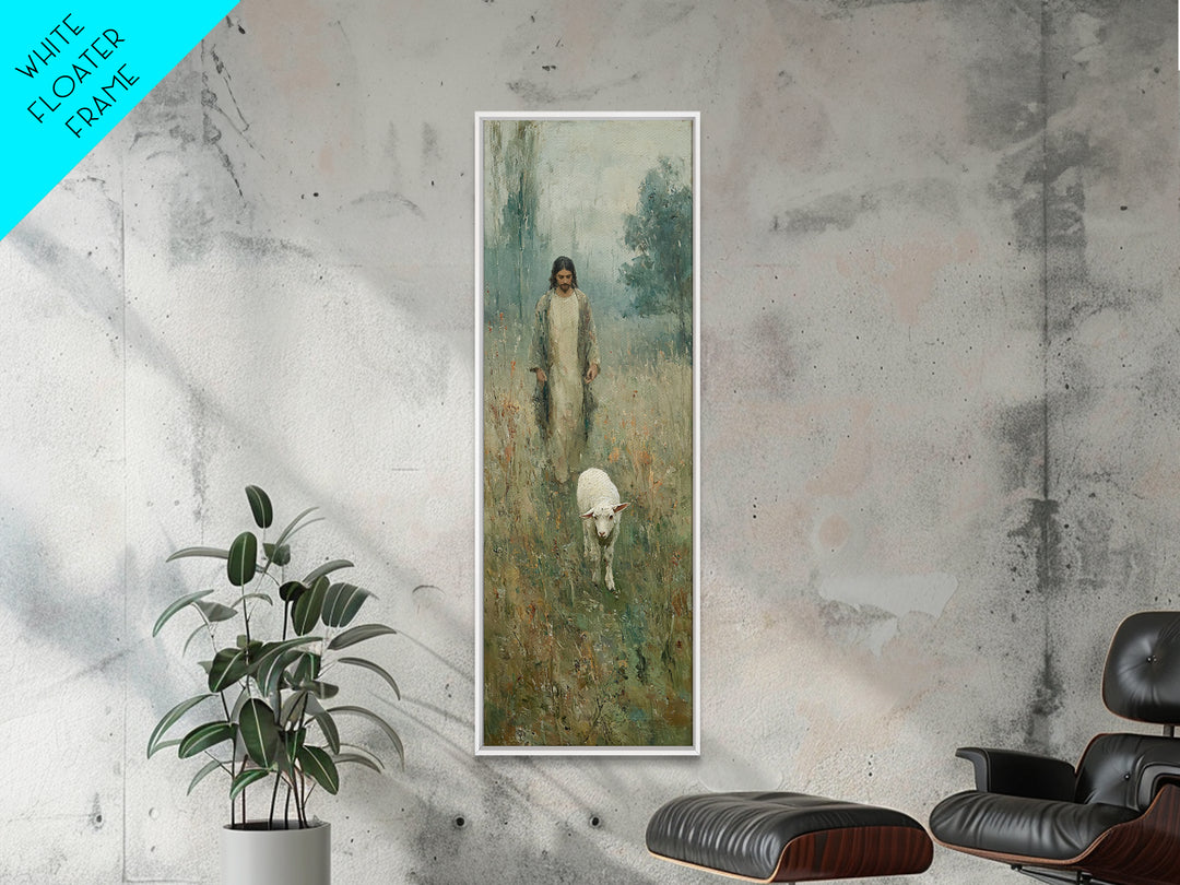 Quiet Shepherd Path – Framed Canvas Print – Tall Skinny Art Print – Christian Wall Art – Christian Art Canvas – Jesus Painting – Christmas