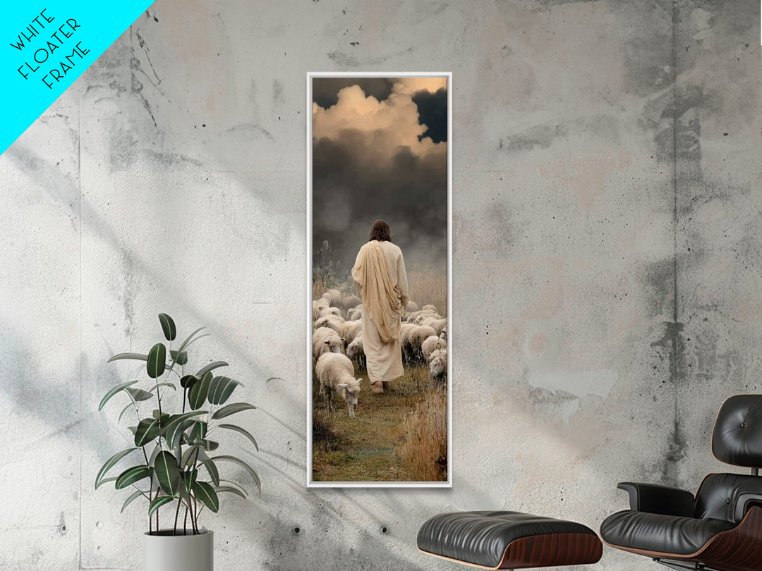 Field Of Gentle Mercy – Framed Canvas Print – Tall Narrow Wall Art – Jesus Painting – Christian Art Canvas – Christian Wall Art – Christmas