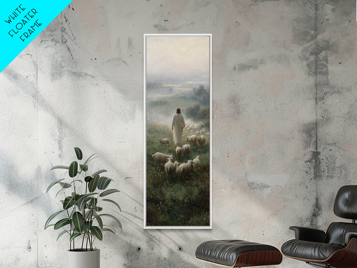 Stormless Shepherd Calm, Framed Canvas Print, Narrow Art, Christian Wall Art, Jesus Painting, Christian Art Canvas, Christmas Art