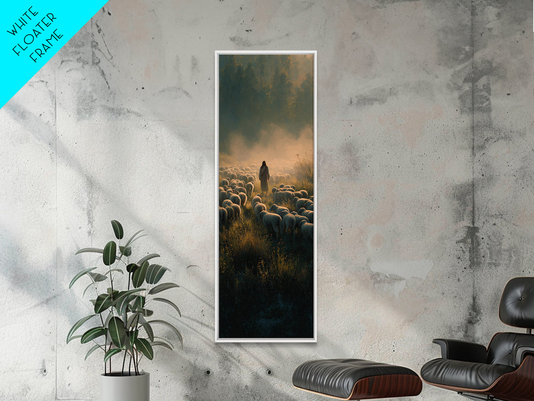 Morning Of Peace | Framed Canvas Print | Tall Skinny Art Print | Christian Art Canvas | Jesus Painting | Christian Wall Art | Christmas Art
