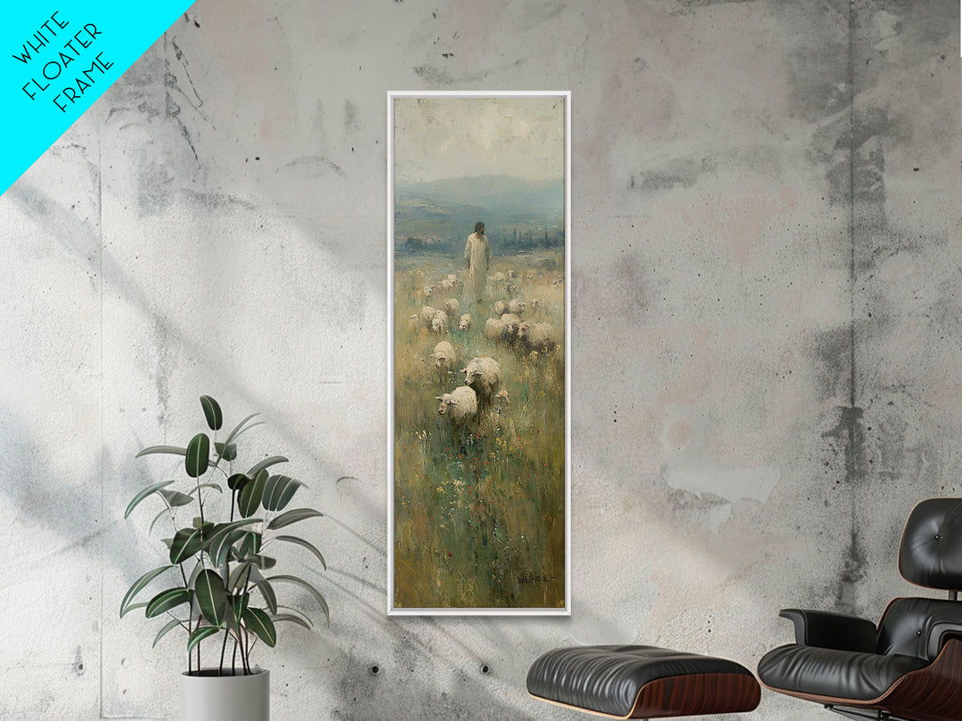 Golden Meadow Grace – Framed Canvas Print – Skinny Art – Christian Art Canvas – Jesus Painting – Christian Wall Art – Christmas Art