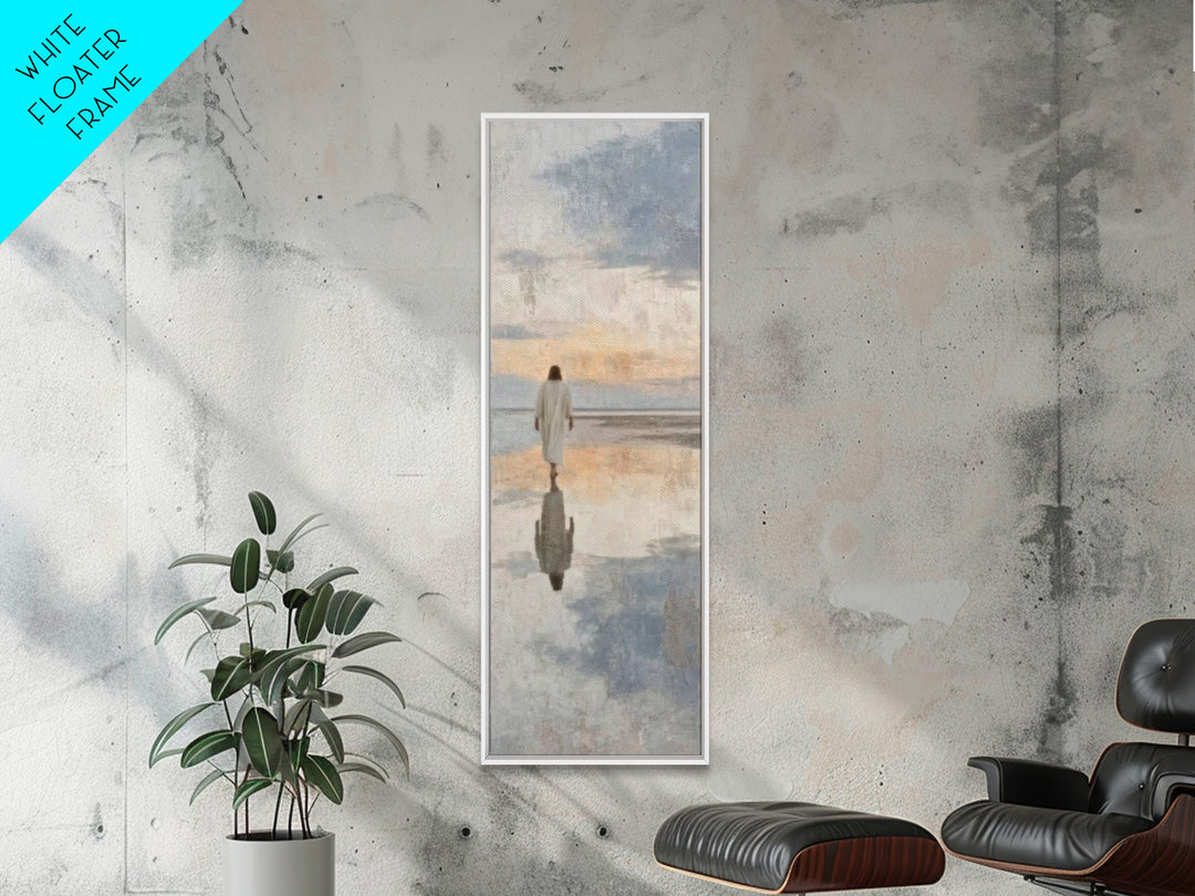 The Still Path – Framed Canvas Print – Tall Narrow Wall Art – Christian Wall Art – Jesus Painting – Christian Art Canvas – Christmas Art